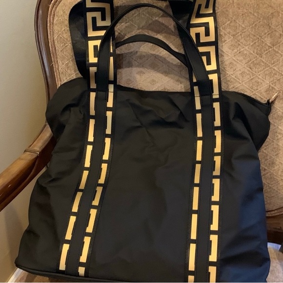 Versace Parfum Medusa Tote Shopping Travel Gym Work Shoulder Bag Black New - Picture 4 of 14